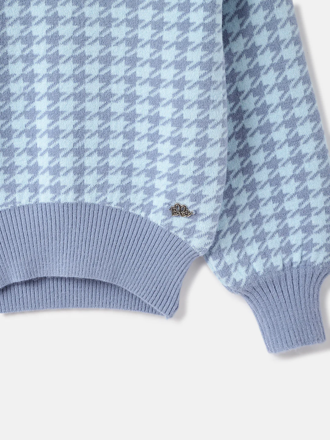 Elle Girls Checked Turtle Neck Full Sleeves Pullover Style Sweater - Image 4