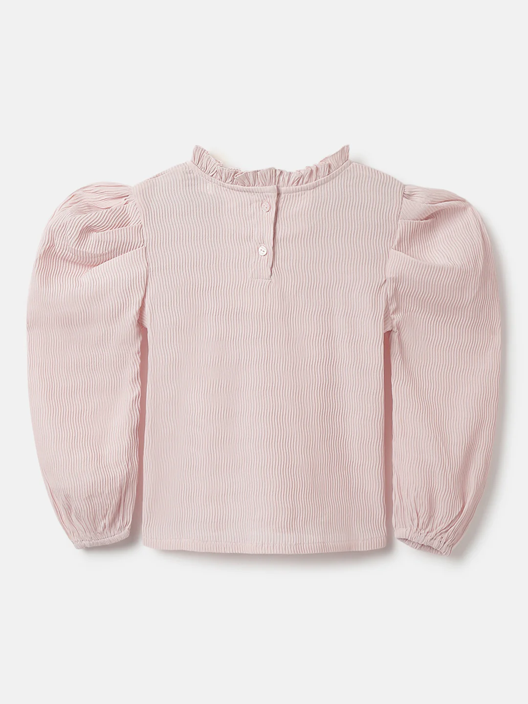 Elle Girls Pink Embellished Ruffle Neck Full Sleeves Top - Image 2