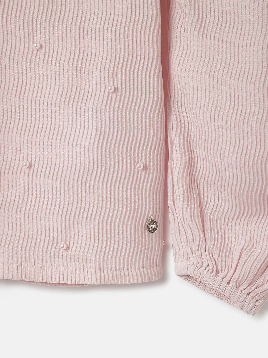 Elle Girls Pink Embellished Ruffle Neck Full Sleeves Top - Image 4