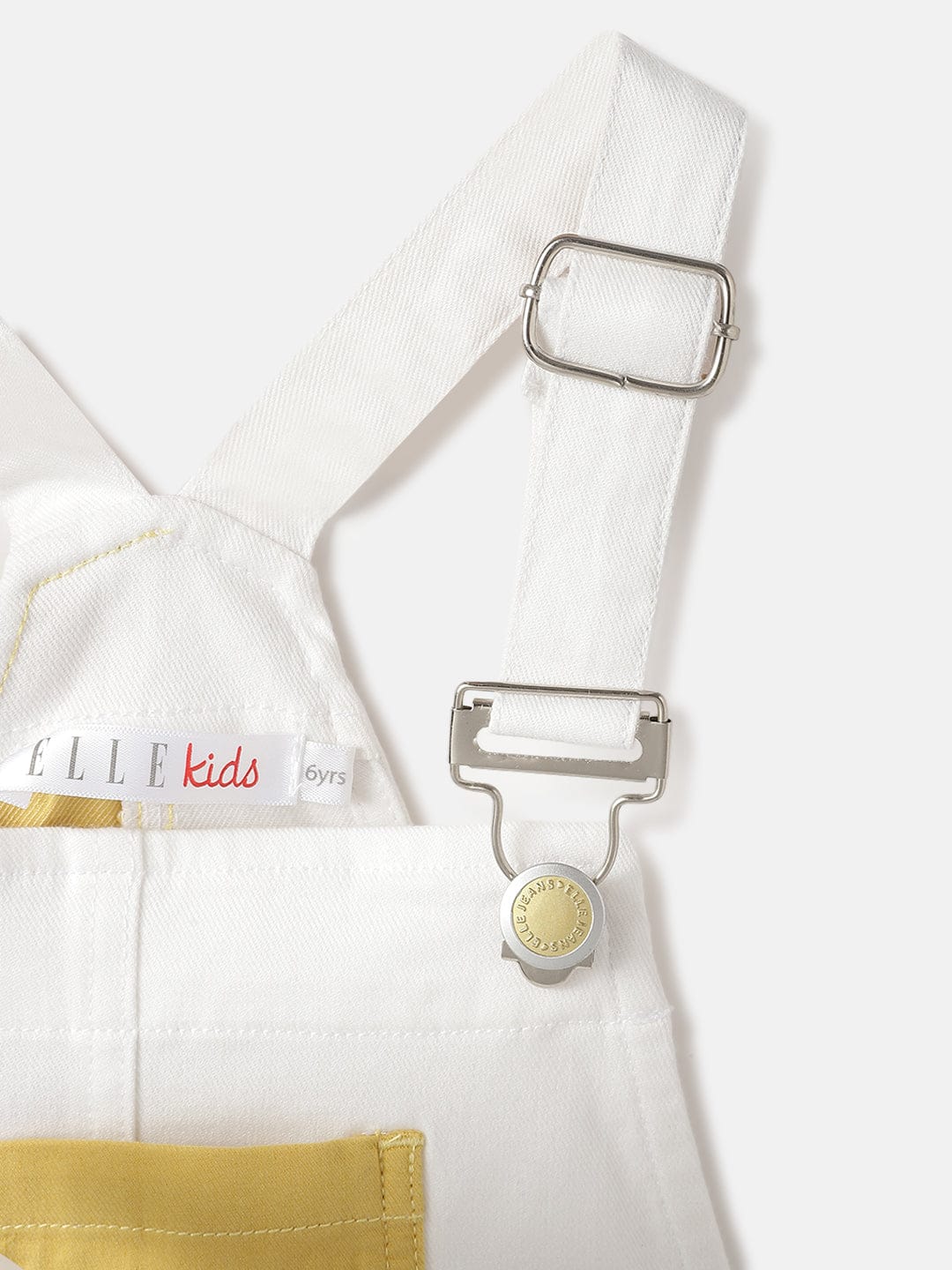 Elle Kids White Solid Square Neck Playsuit - Image 3