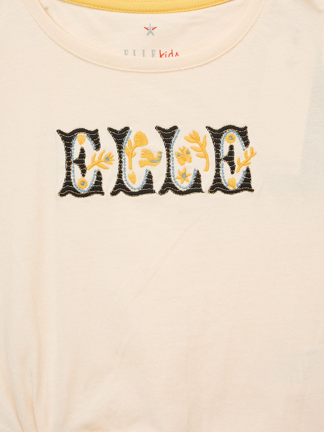 Elle Kids Cream Solid Round Neck TShirt - Image 3