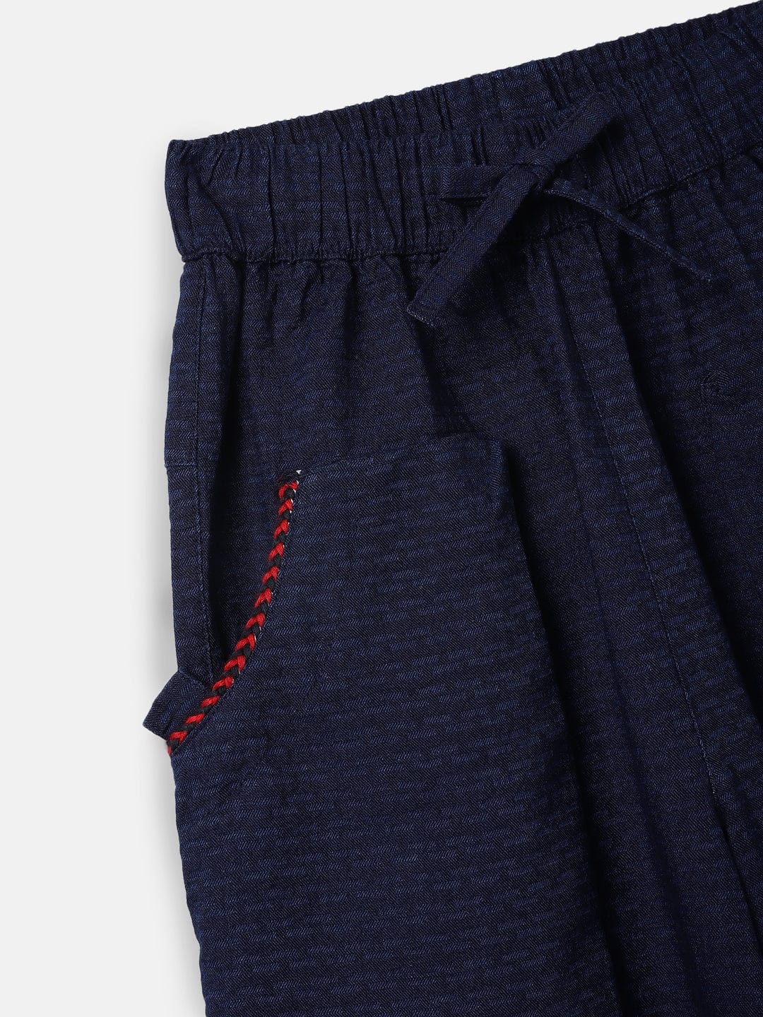 Elle Kids Blue Relaxed Fit Solid Trouser - Image 4