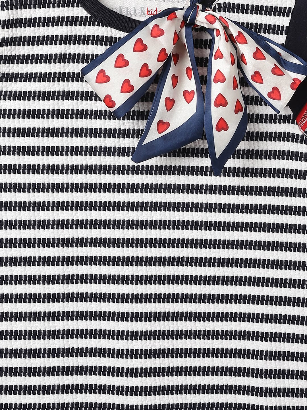 Elle Kids Blue Striped Round Neck Dress - Image 3