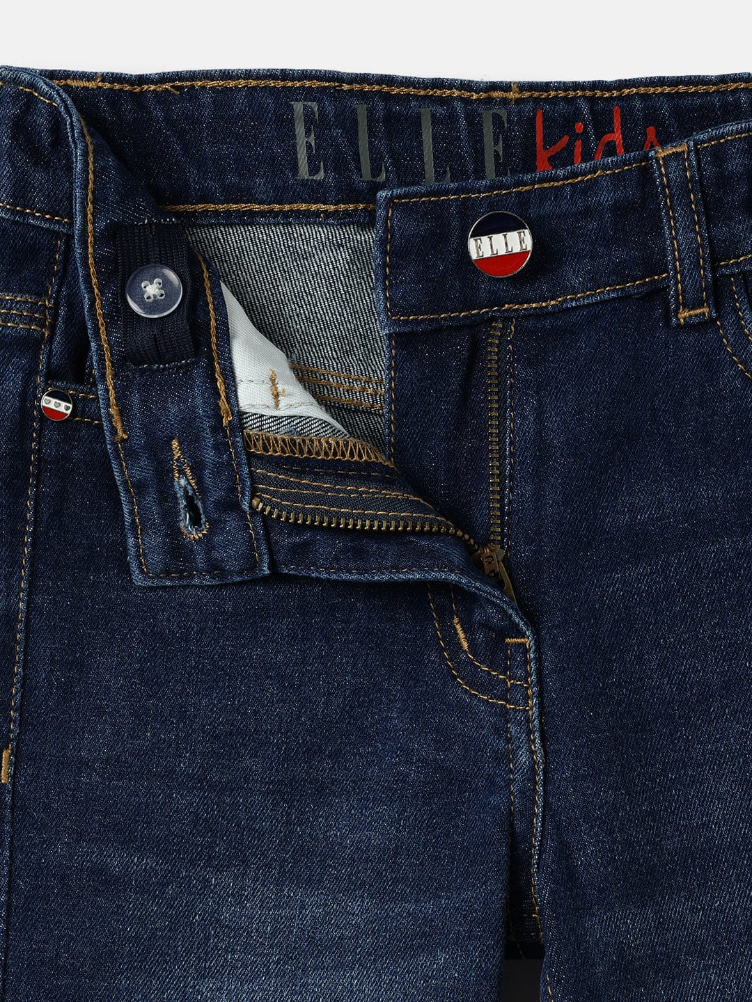 Elle Kids Blue Bootcut Fit Solid Jeans - Image 3