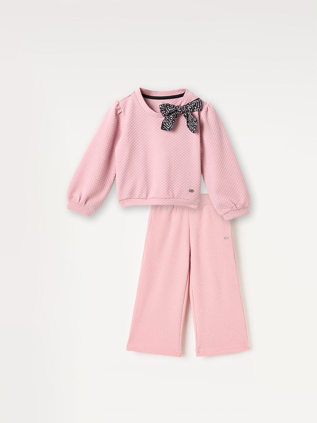 Elle Kids Pink Solid Round Neck Sweatshirt - Image 4