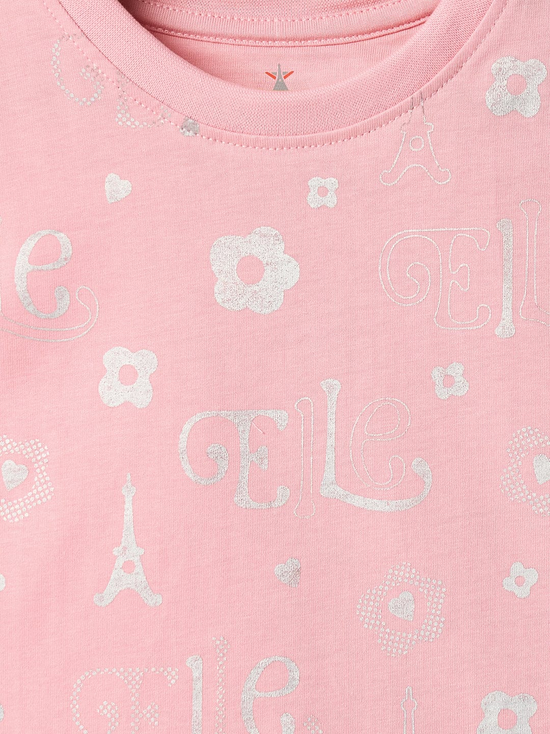 Elle Kids Pink Printed Crew Neck Tshirt - Image 3