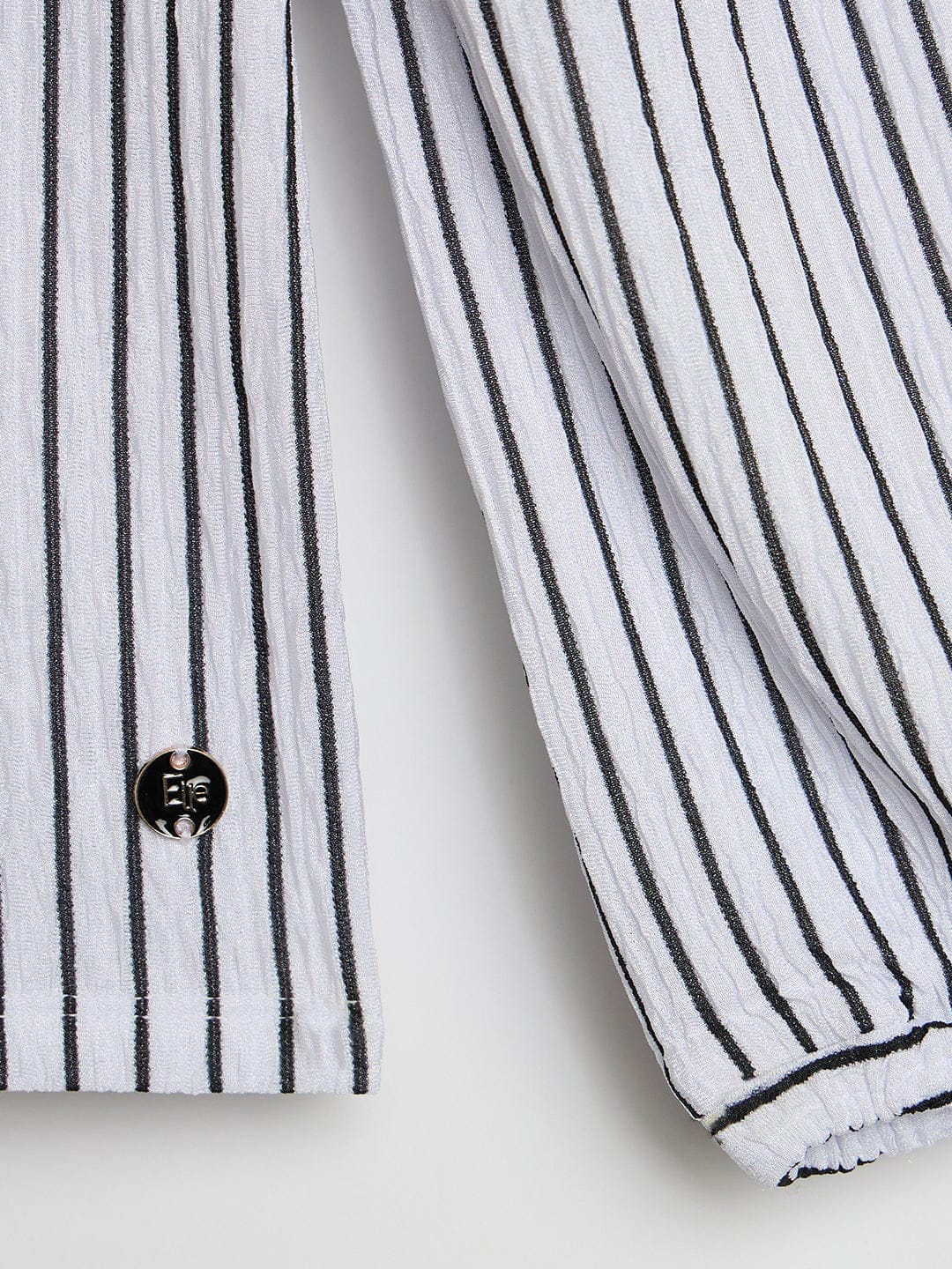 Elle Kids White Striped Round Neck Top - Image 4