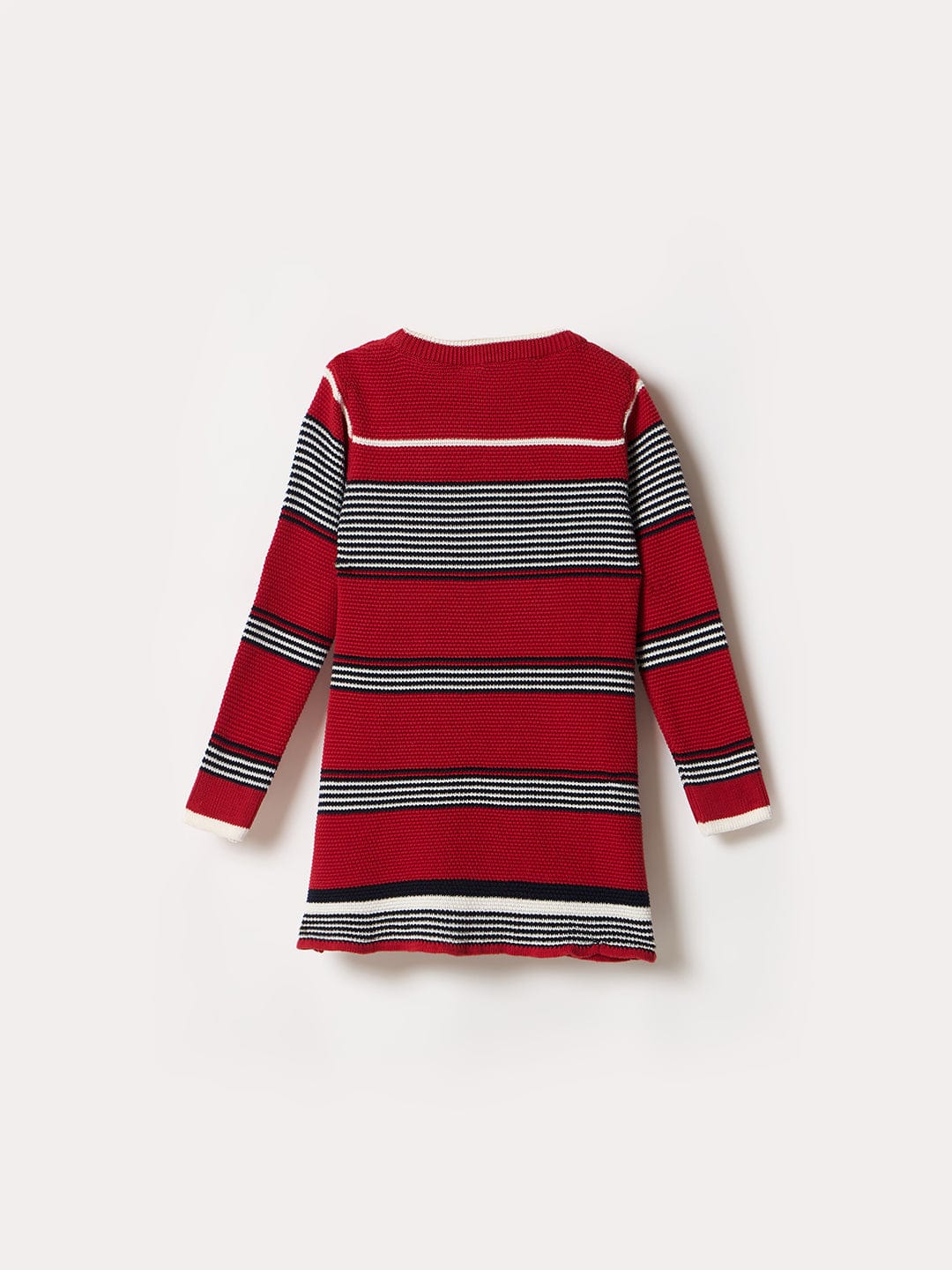Elle Kids Red Striped Crew Neck Dress - Image 2