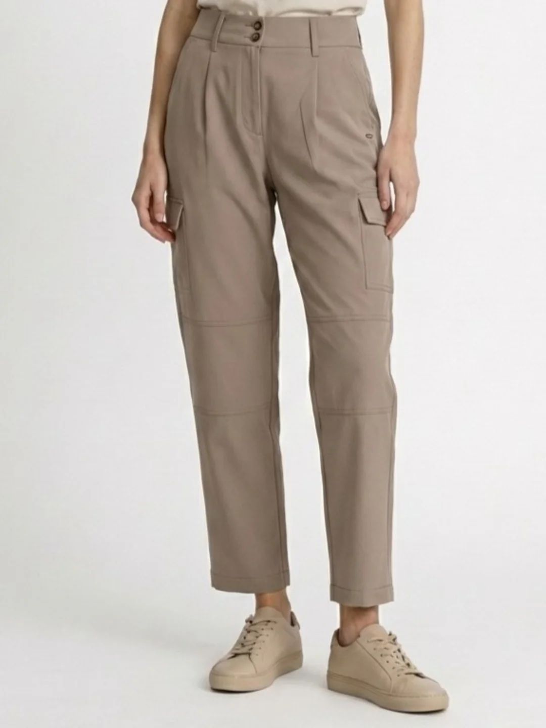 Elle Women Beige Solid Relaxed Fit Cargo Pant - Image 2