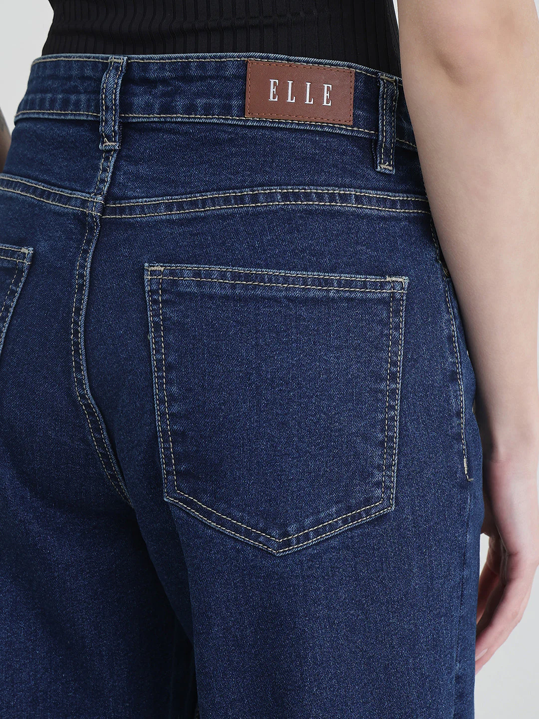Elle Women Blue Solid Mom Fit Jeans - Image 5