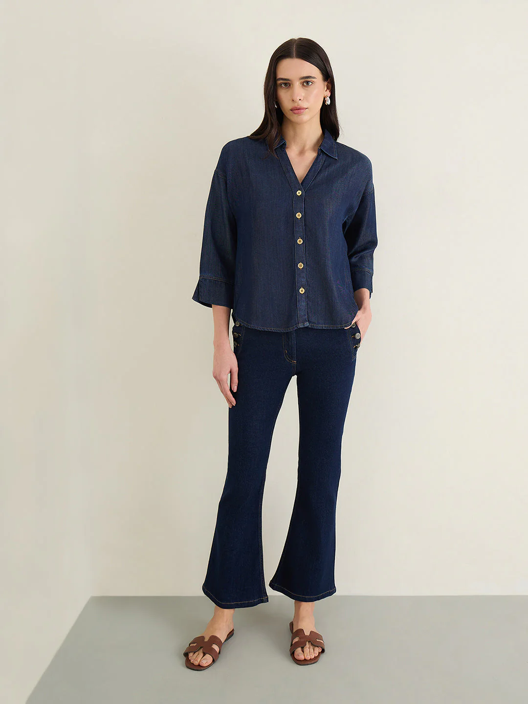 Elle Women Dark Blue Solid Bootcut Fit Jeans - Image 4