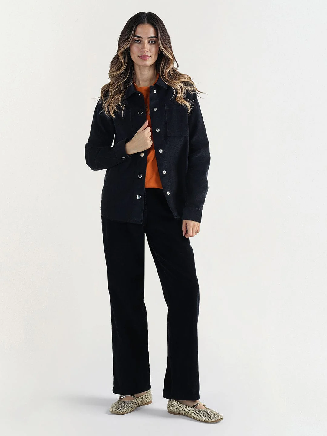 Elle Women Regular Fit Navy Blue Solid Shirt - Image 3