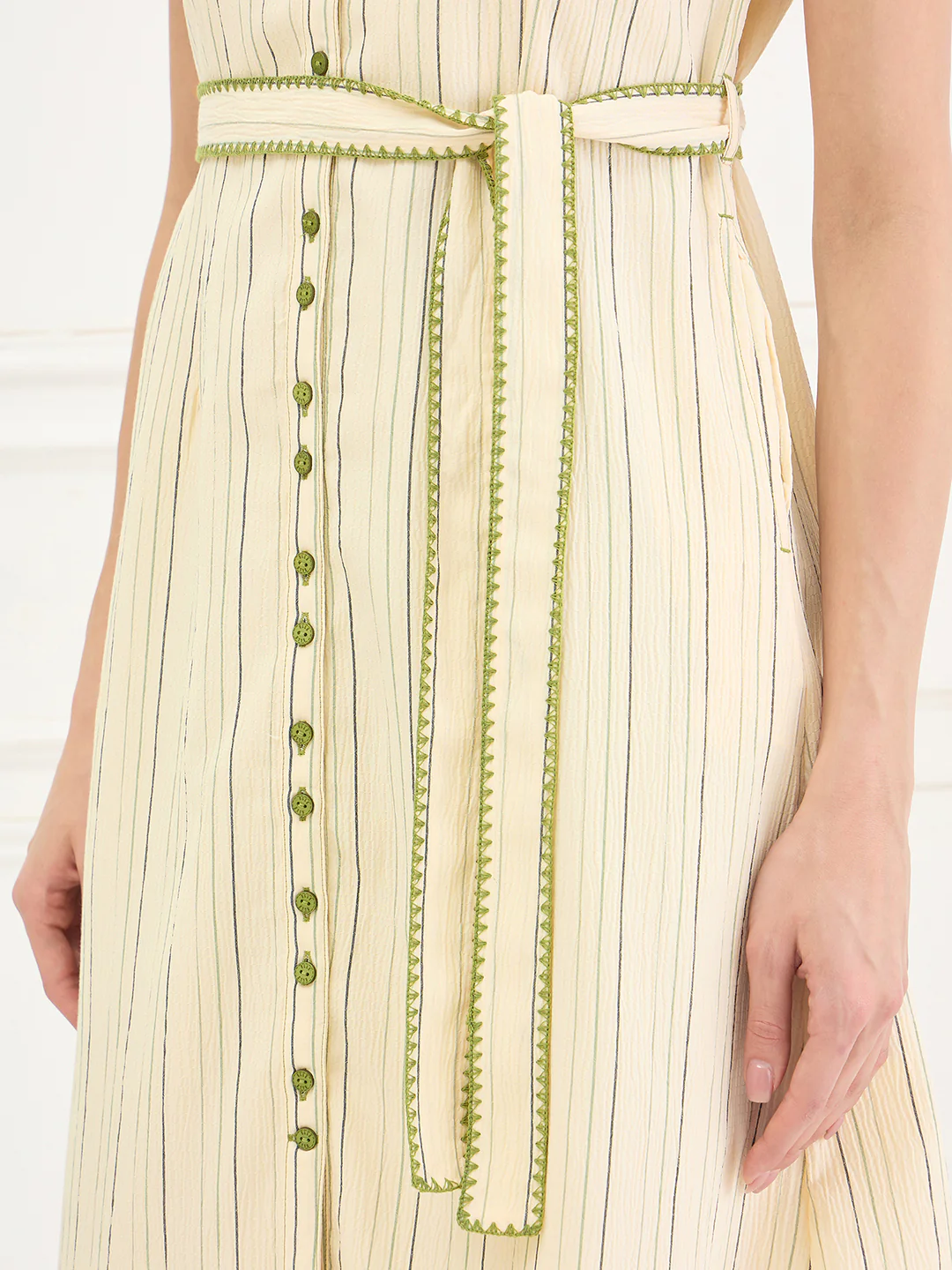Elle Women Yellow Striped Relaxed Fit Dress - Image 3