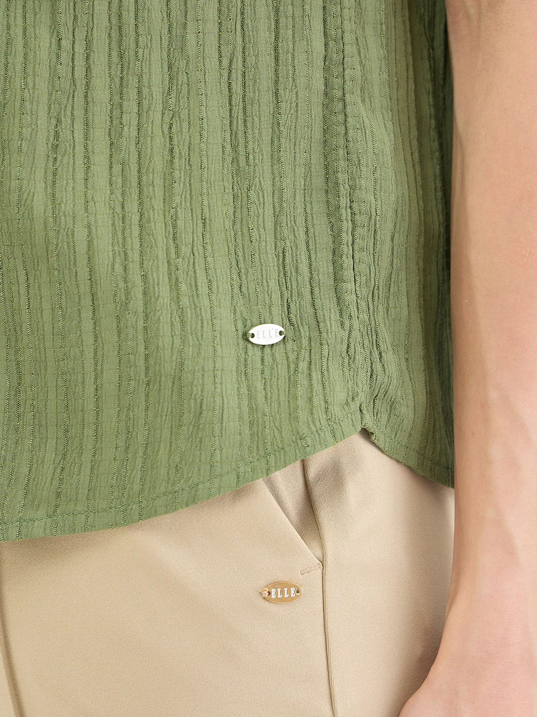 Elle Women GREEN Solid Relaxed Fit Top - Image 3