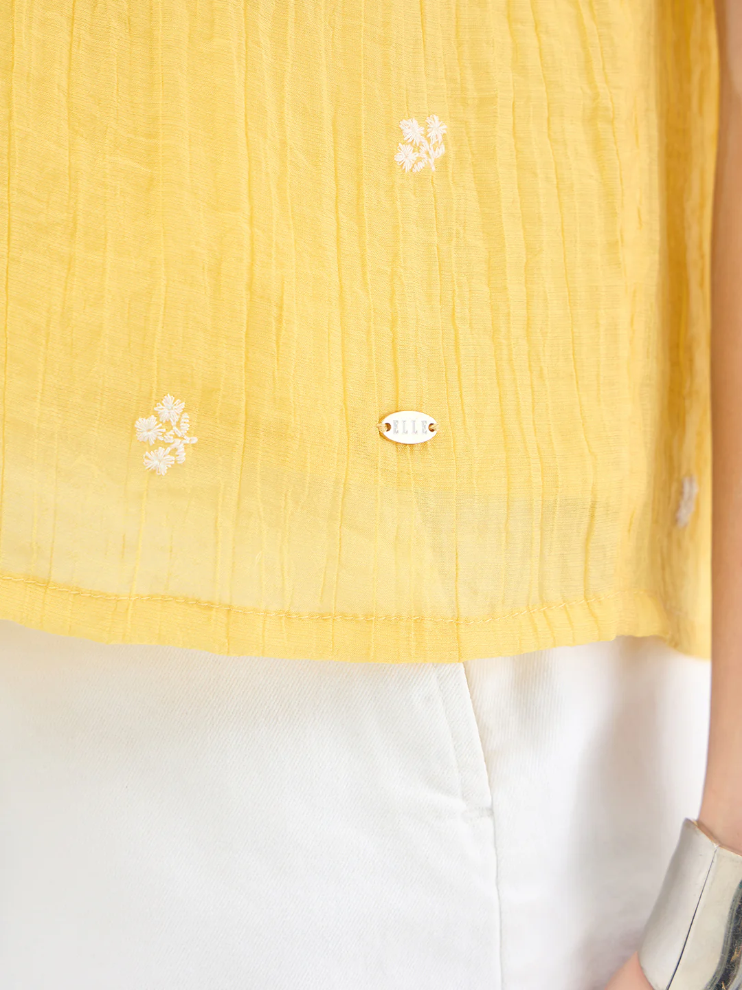 Elle Women Yellow Embroidered Relaxed Fit Top - Image 6