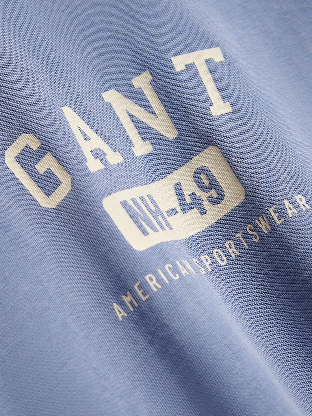 Gant Boys Blue Graphic Print Relaxed Fit Pure Cotton T-Shirt - Image 3