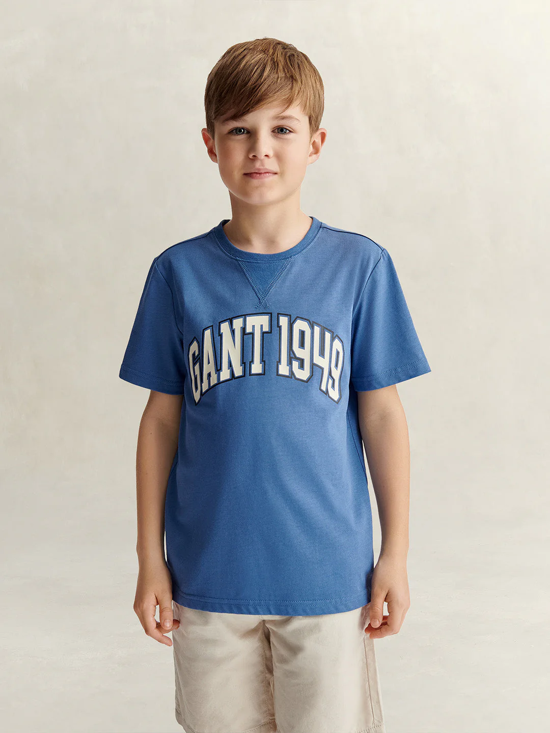 Gant Boys Blue Printed Relaxed Fit Pure Cotton T-Shirt
