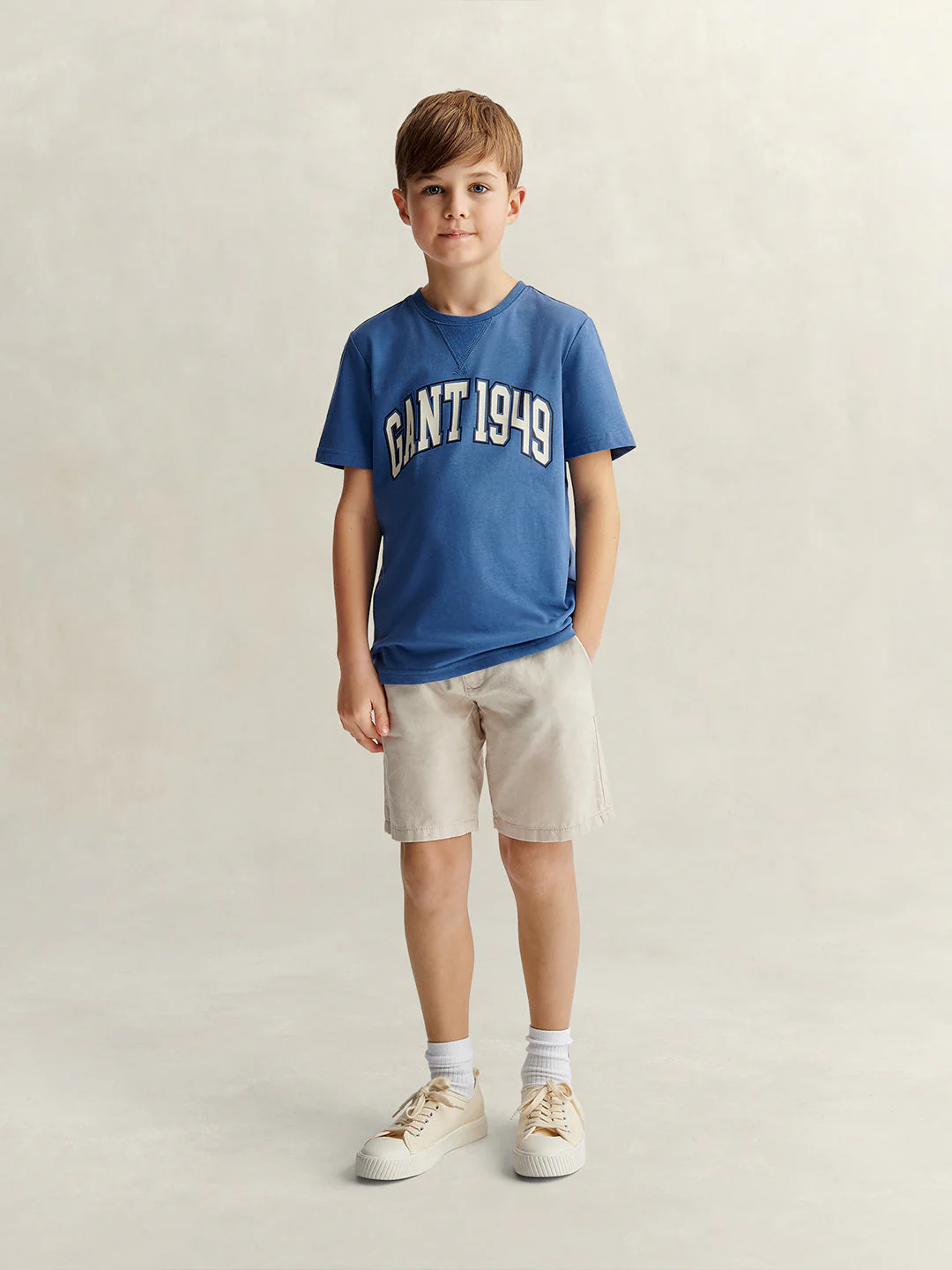Gant Boys Blue Printed Relaxed Fit Pure Cotton T-Shirt - Image 4
