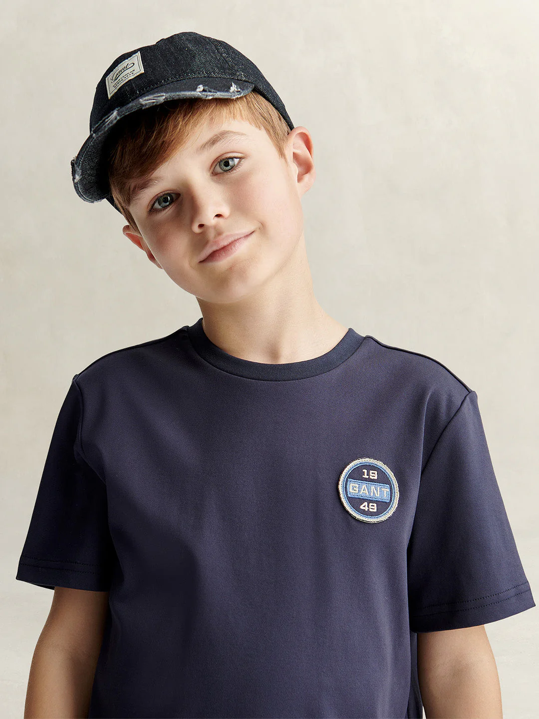 Gant Boys Navy Blue Printed Relaxed Fit Pure Cotton T-Shirt - Image 3