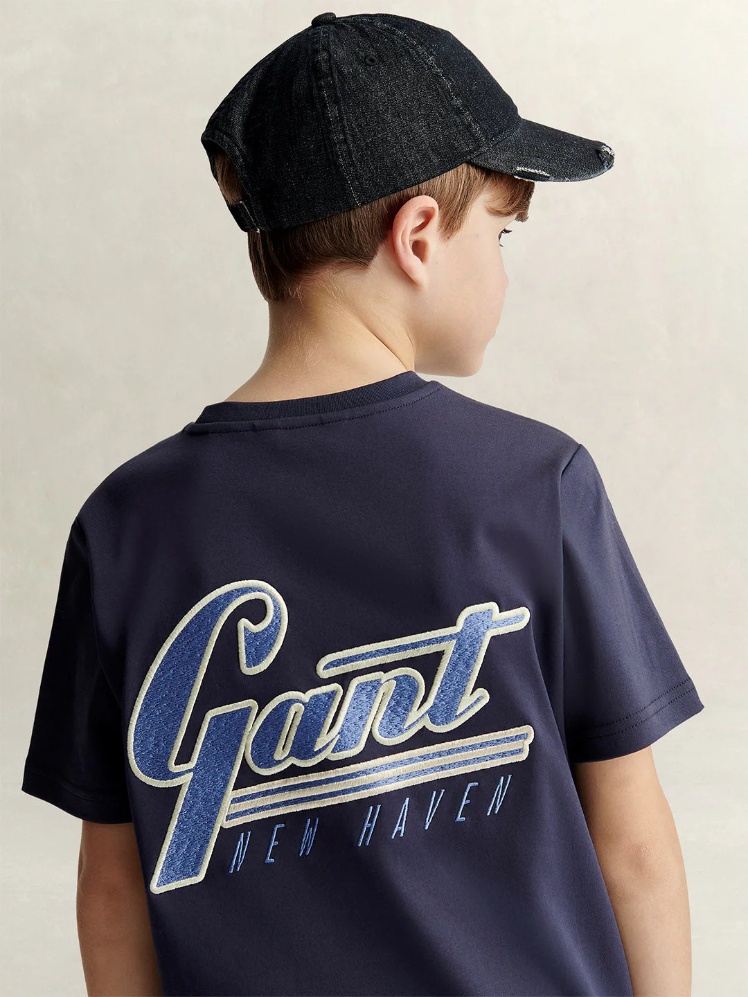 Gant Boys Navy Blue Printed Relaxed Fit Pure Cotton T-Shirt - Image 4