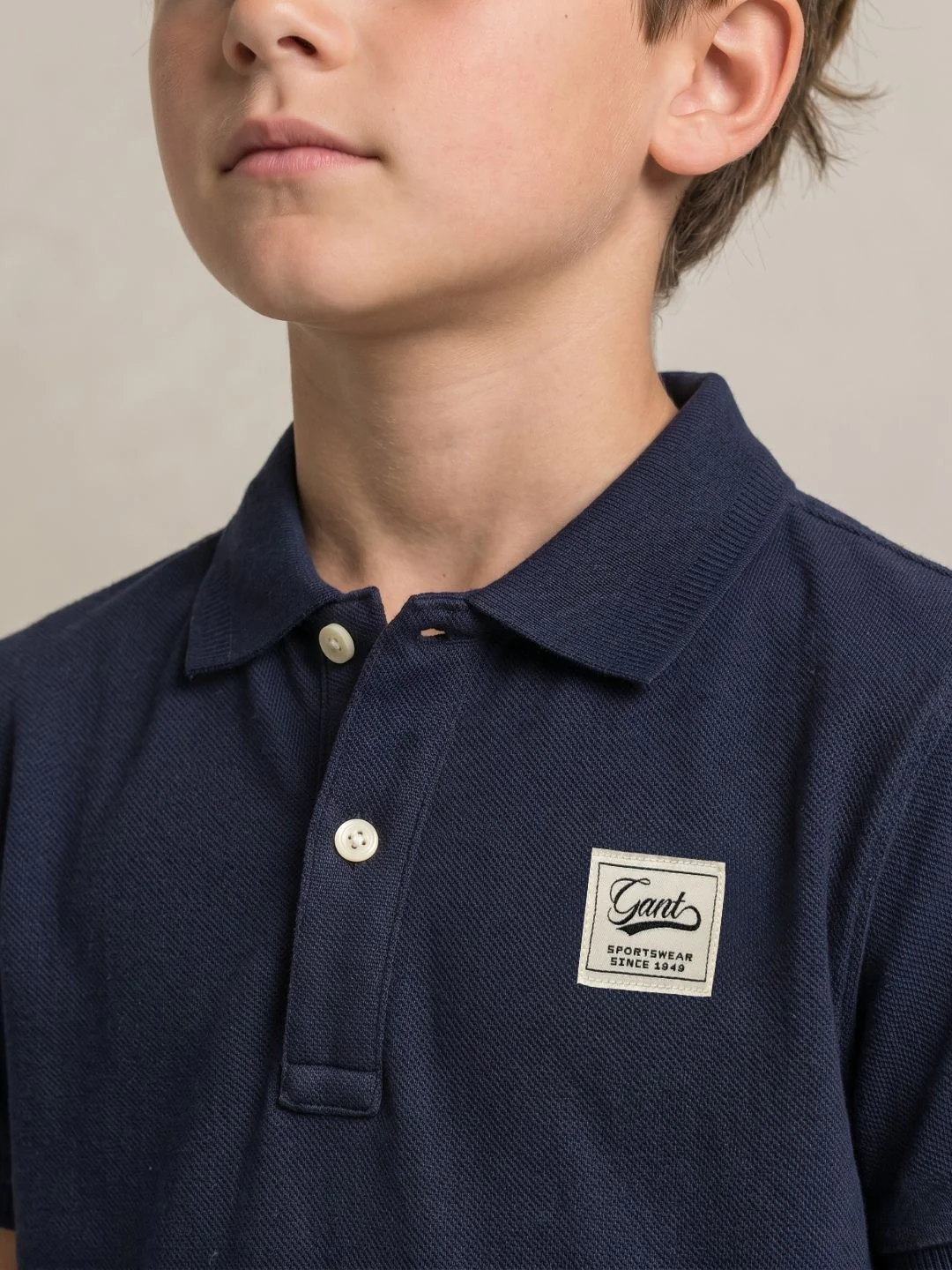 Gant Navy Cotton Boys Regular Fit Polo Tshirt - Image 4