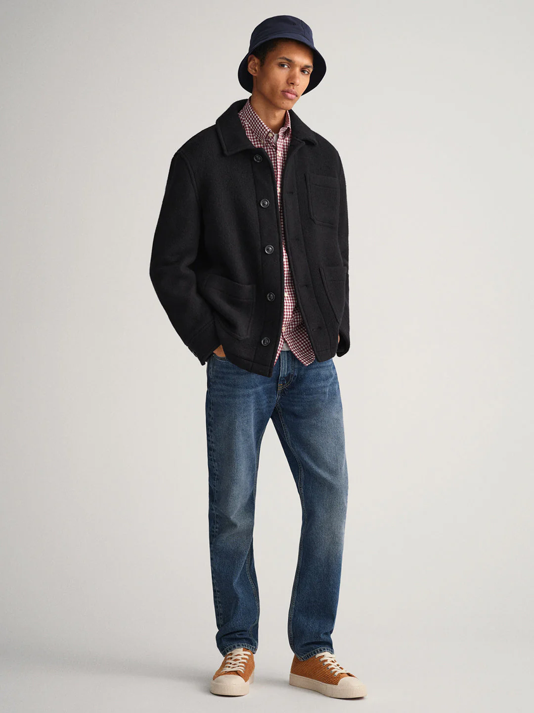 Gant Navy Blue Checked Regular Fit Shirt - Image 3