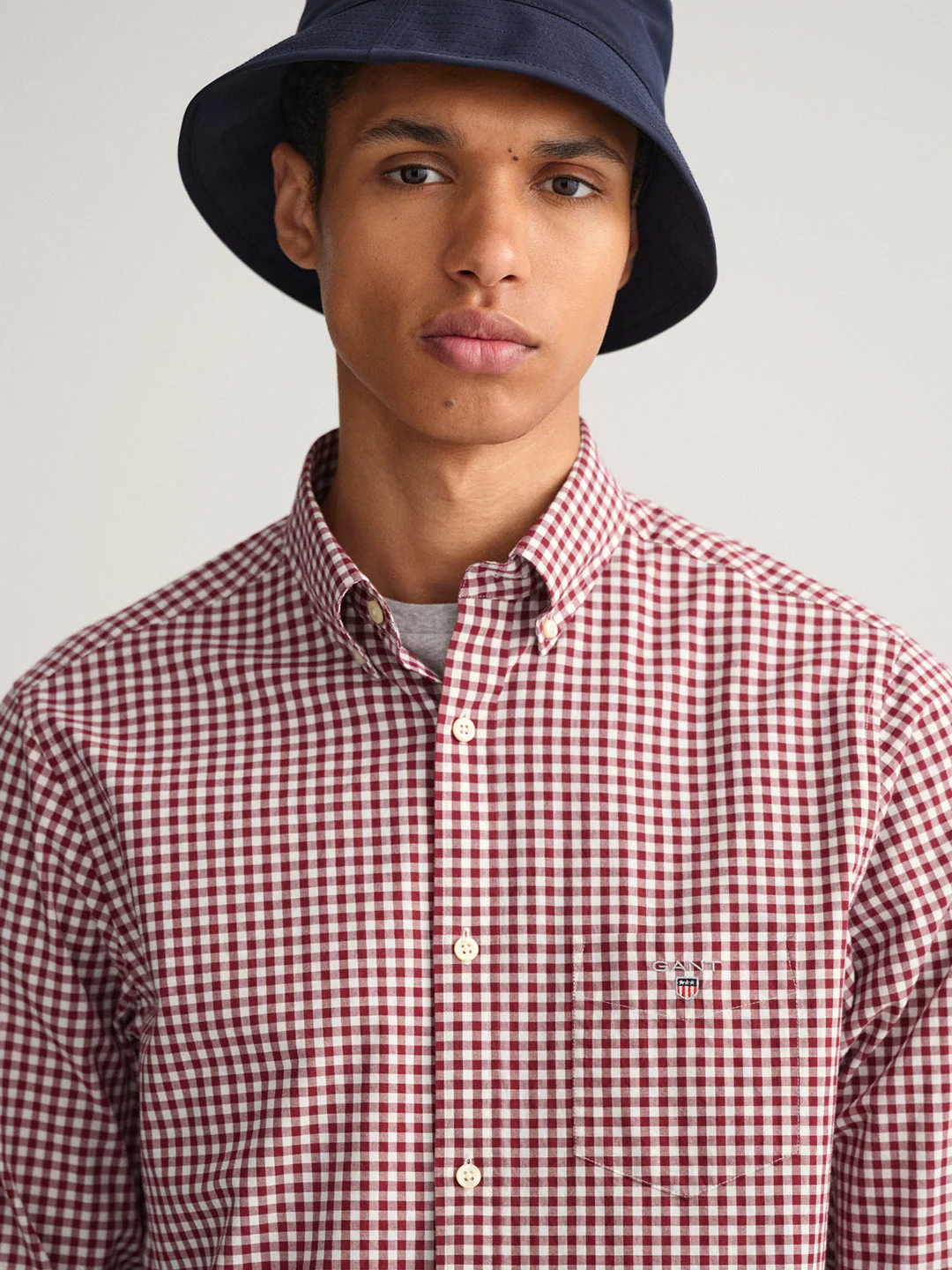 Gant Navy Blue Checked Regular Fit Shirt - Image 4