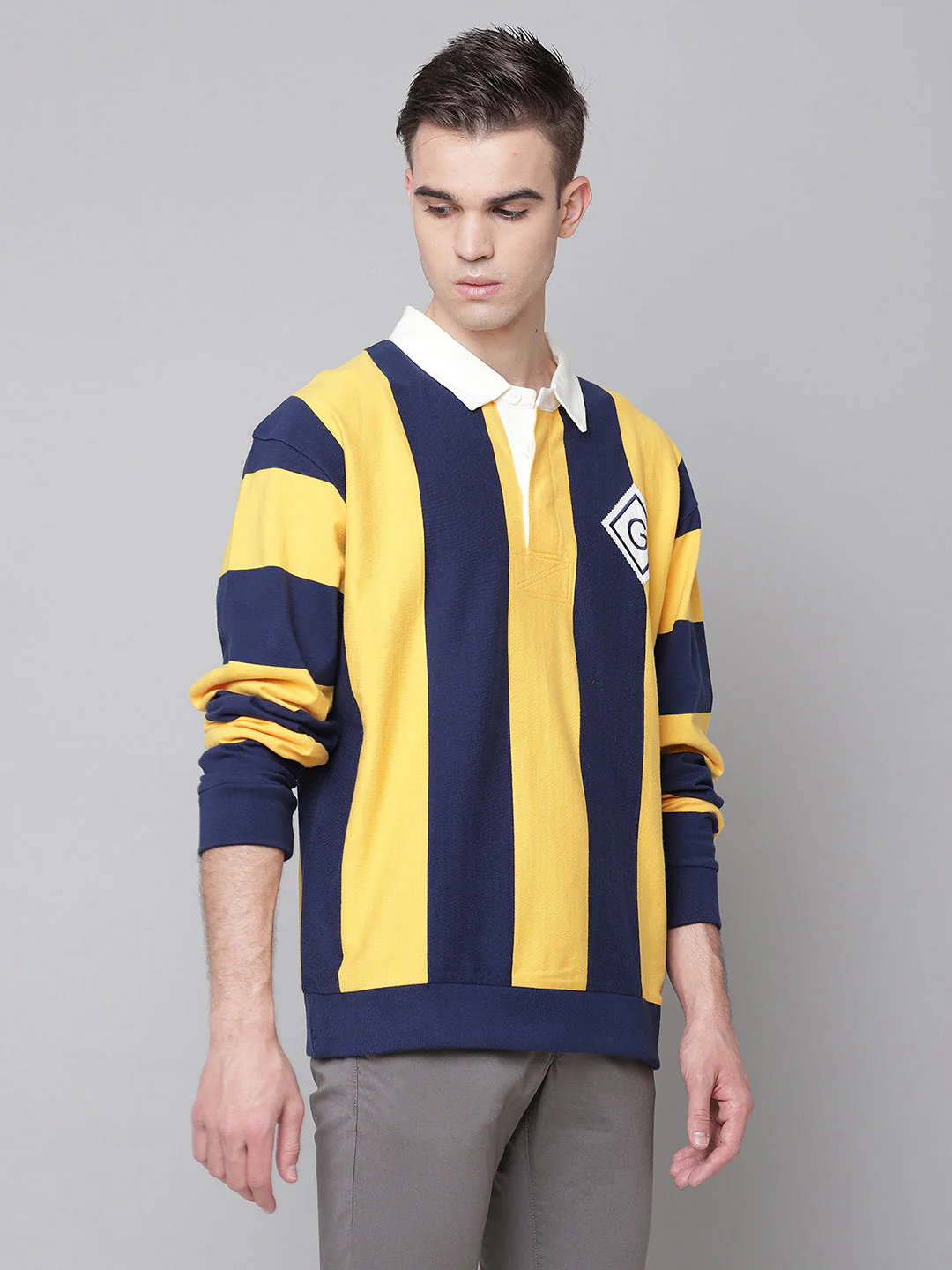 Gant Men Yellow Striped Polo TShirt - Image 4