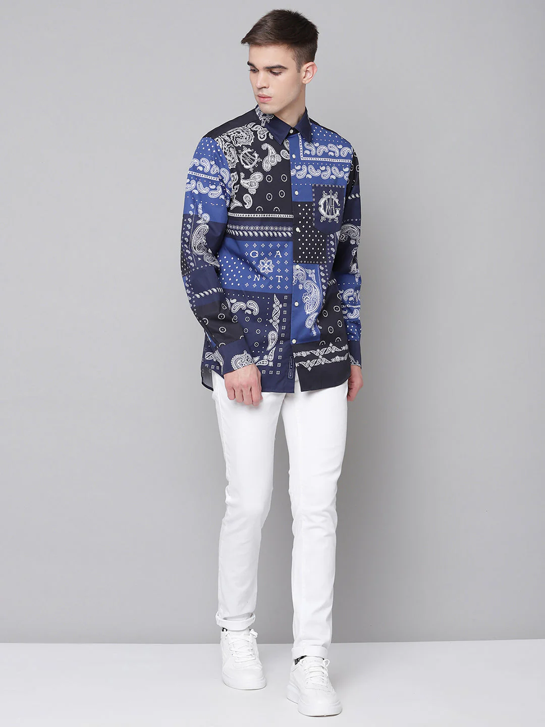 Gant Blue Printed Regular Fit Shirt - Image 5