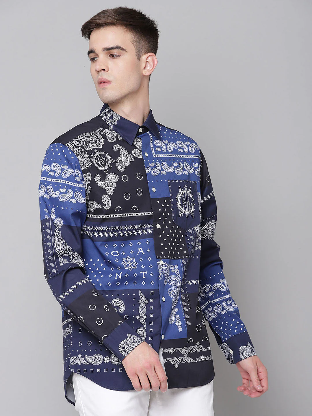 Gant Blue Printed Regular Fit Shirt - Image 8