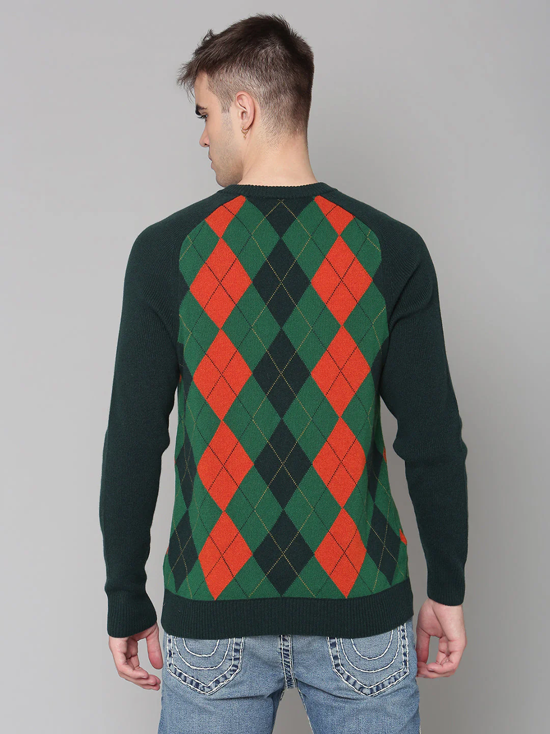 Gant Men Green Solid Round Neck Sweater - Image 2