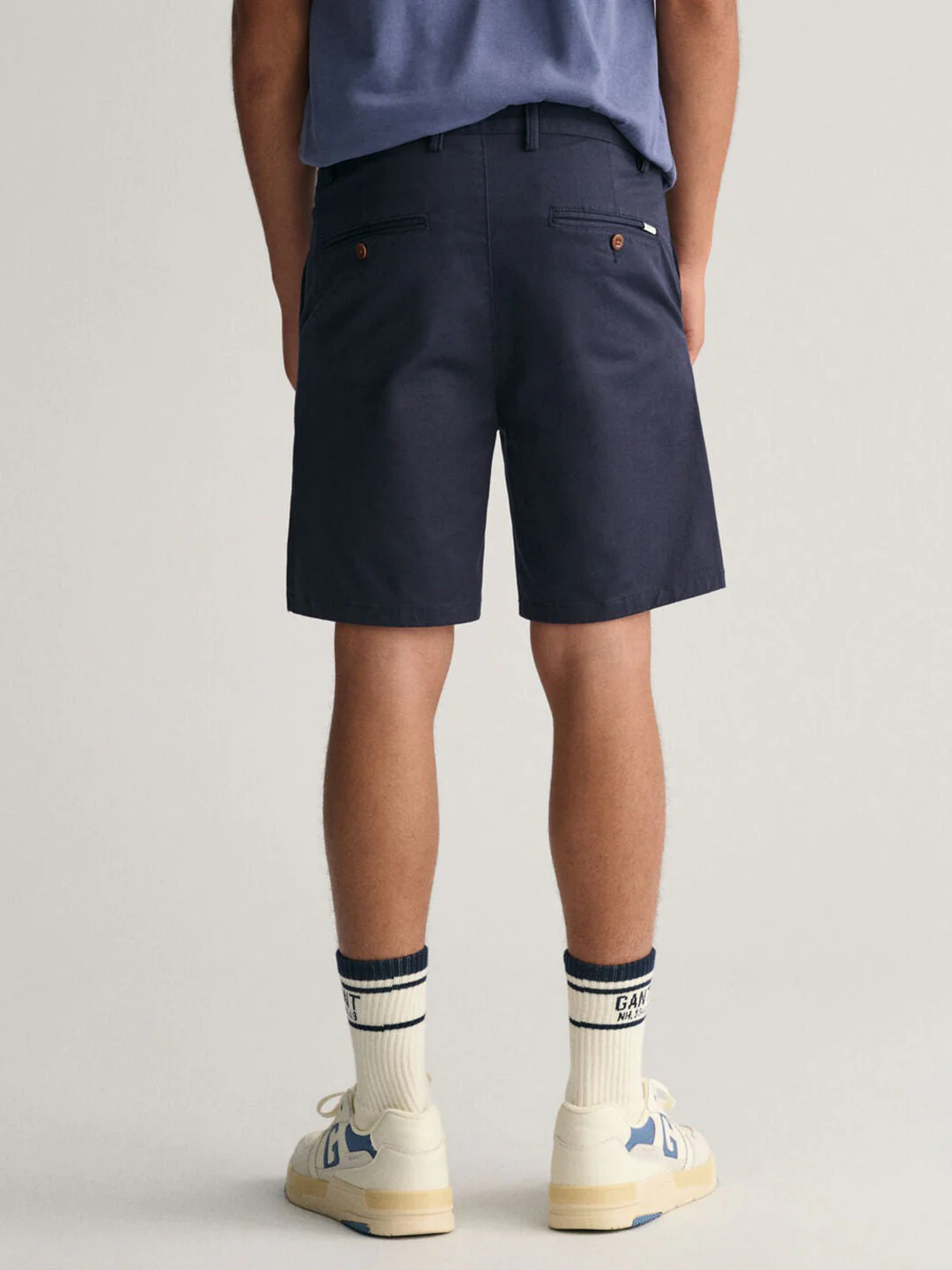 Gant Boys Navy Blue Solid Mid-rise Regular Fit Chino Shorts - Image 2