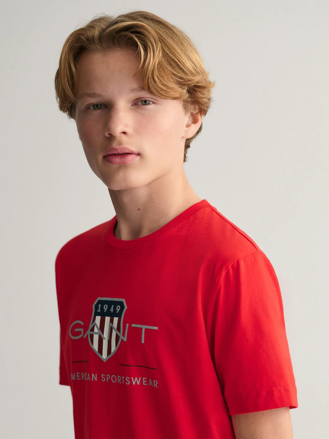 Gant Boys Red Printed Round Neck Short Sleeves T-Shirt - Image 2