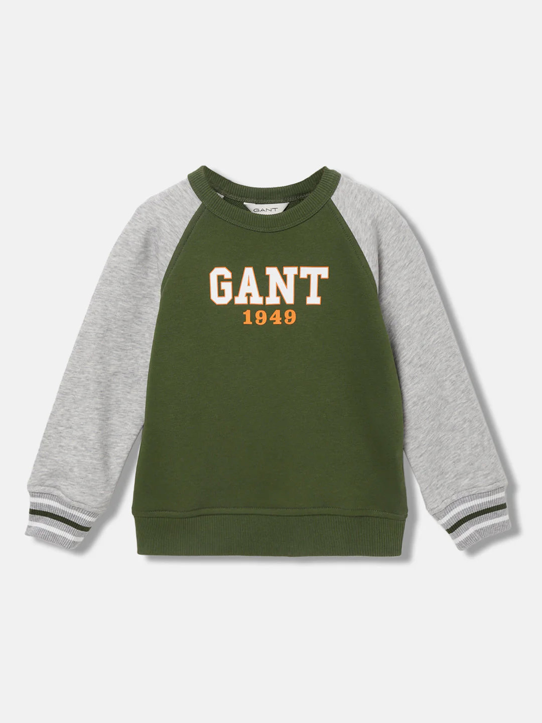 Gant Boys Olive Colourblocked Round Neck Long Sleeves Sweatshirt