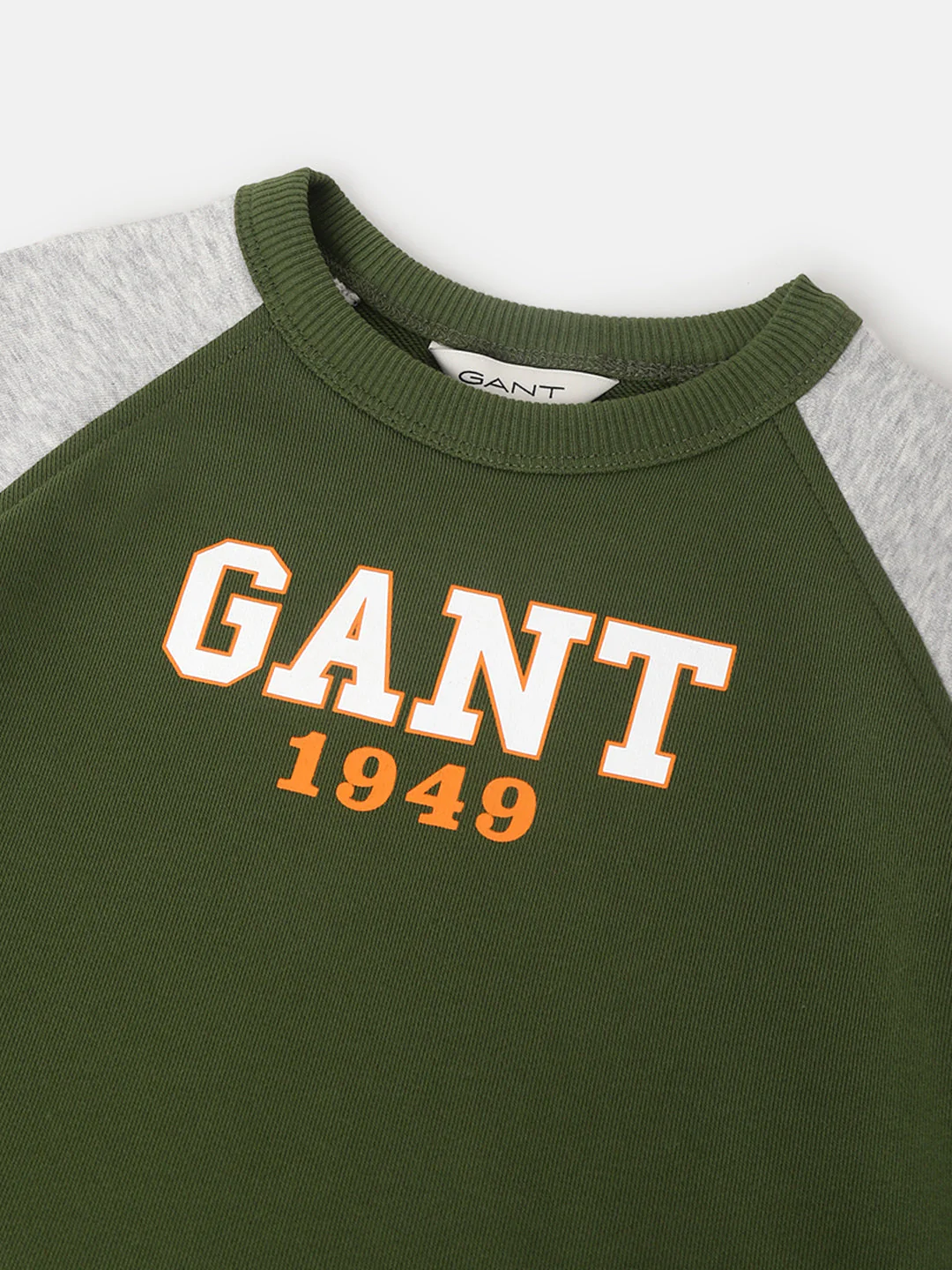 Gant Boys Olive Colourblocked Round Neck Long Sleeves Sweatshirt - Image 3