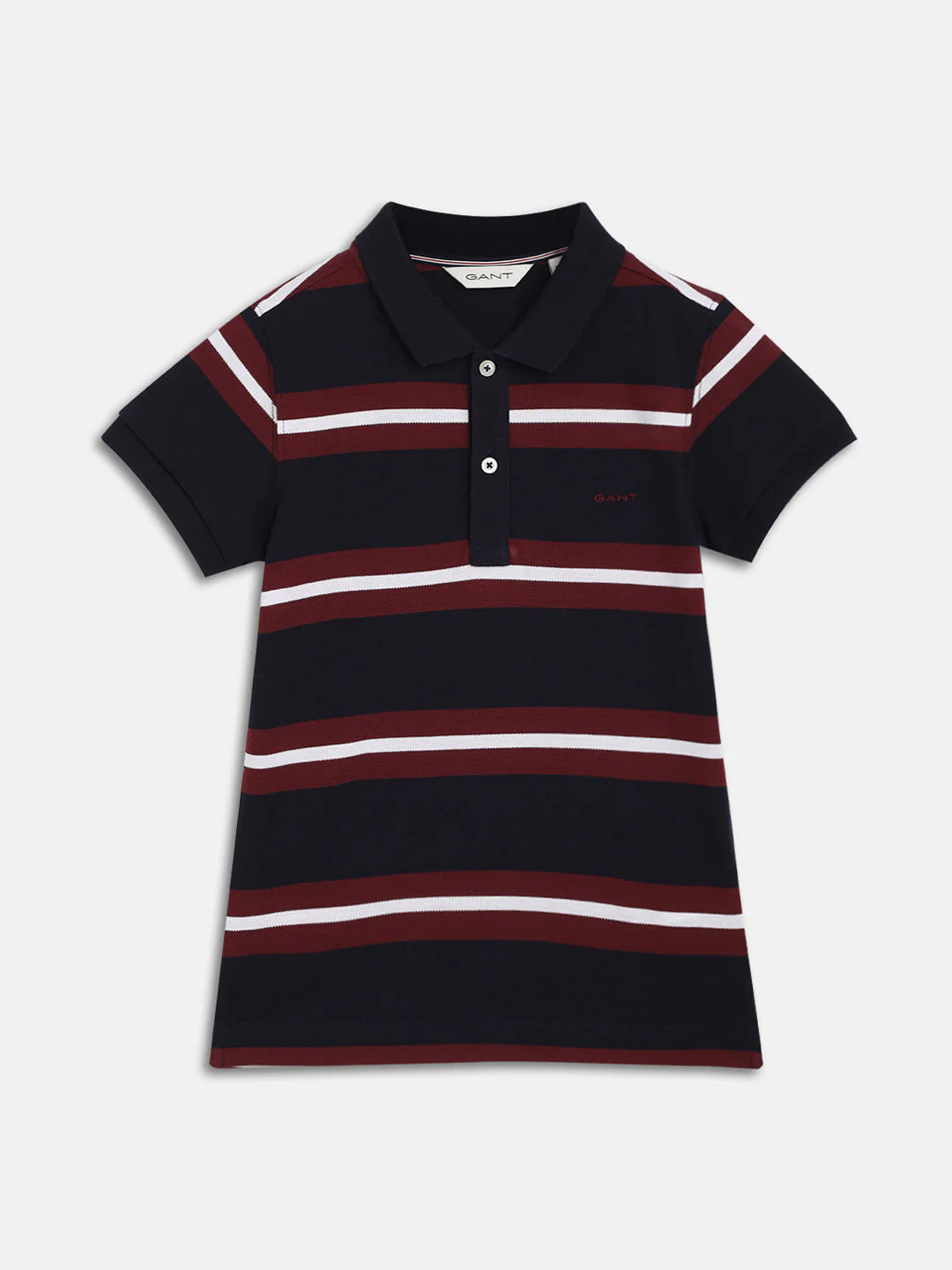 Gant Kids Navy Striped Regular Fit Polo Tshirt