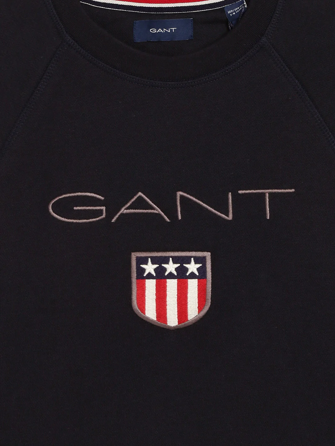 Gant Kids Navy Blue Solid Round Neck Sweatshirt - Image 3