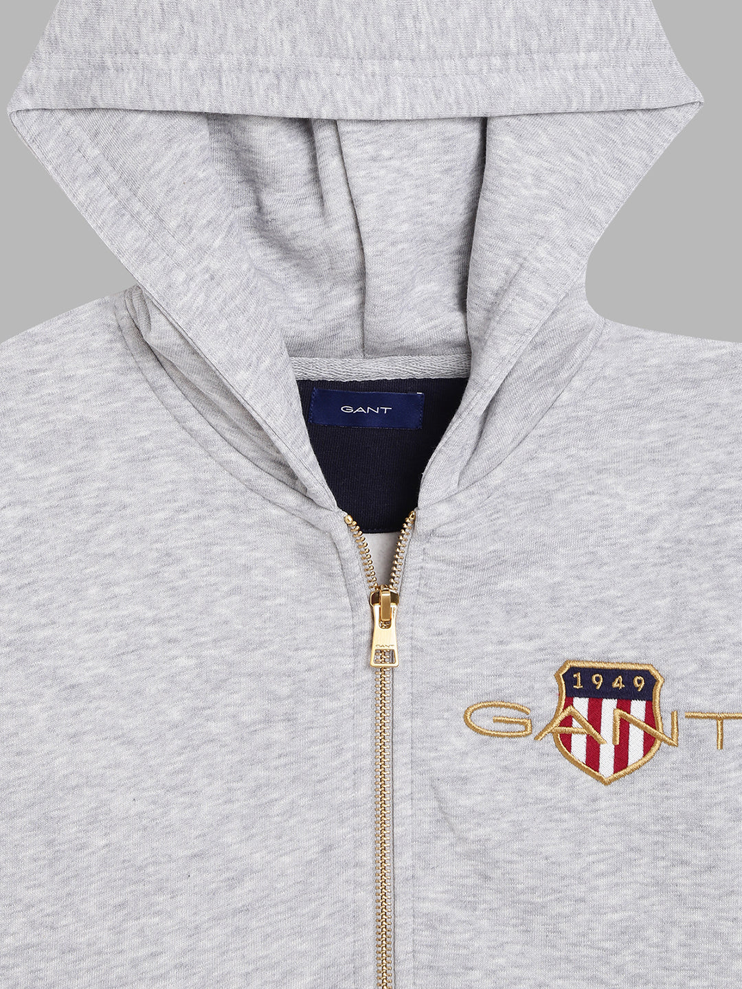 Gant Boys Grey Solid Hooded Sweatshirt - Image 3