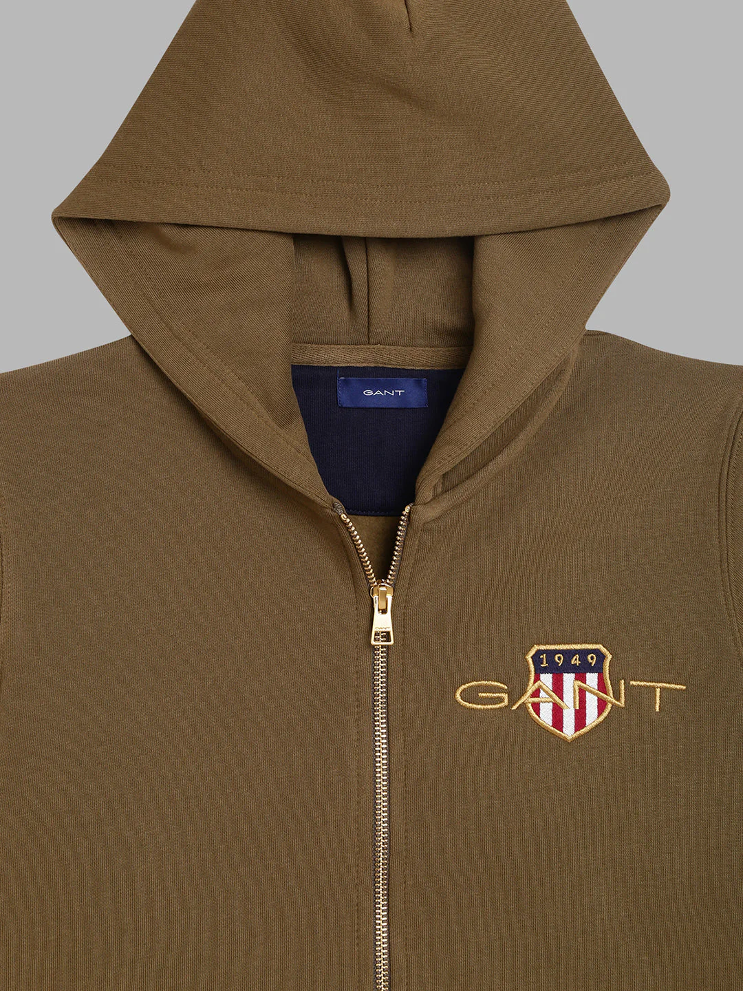 Gant Boys Grey Solid Hooded Sweatshirt - Image 3