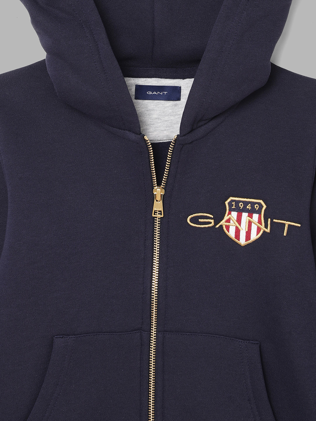 Gant Boys Grey Solid Hooded Sweatshirt - Image 3