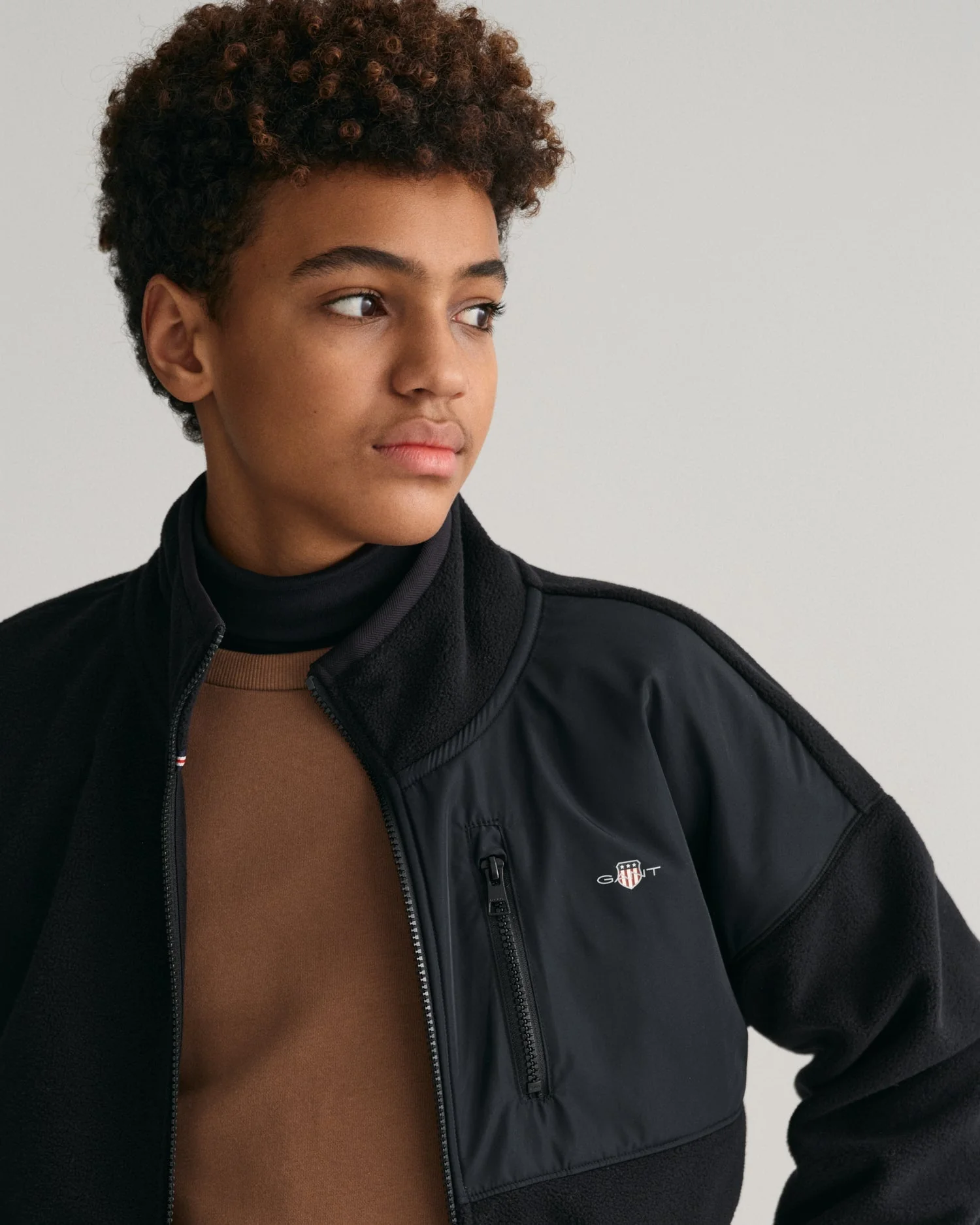 Gant Kids Black Solid High Neck Jacket - Image 3