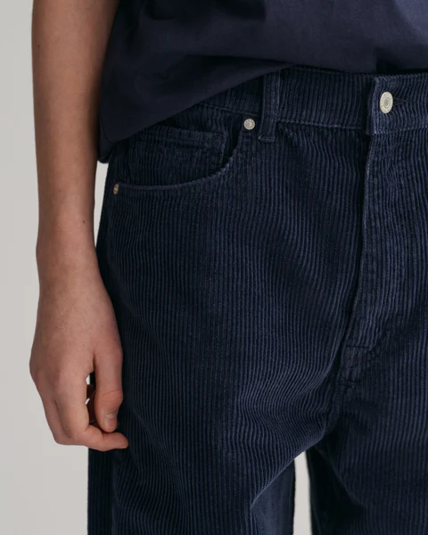 Gant Boys Navy Blue Solid Mid-Rise Corduroy Trouser - Image 4