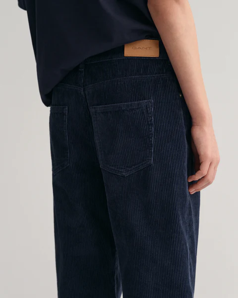 Gant Boys Navy Blue Solid Mid-Rise Corduroy Trouser - Image 5