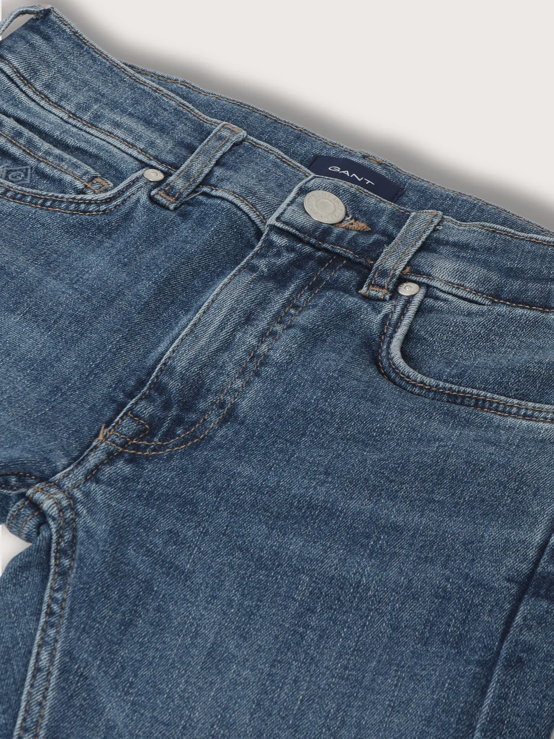 Gant Boys Blue Slim Fit Light Fade Clean Look Jeans - Image 3