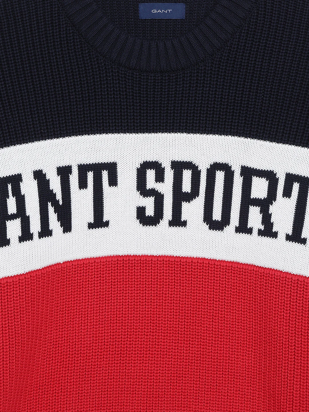 Gant Boys Navy Blue  Red Colourblocked Cotton Pullover - Image 3