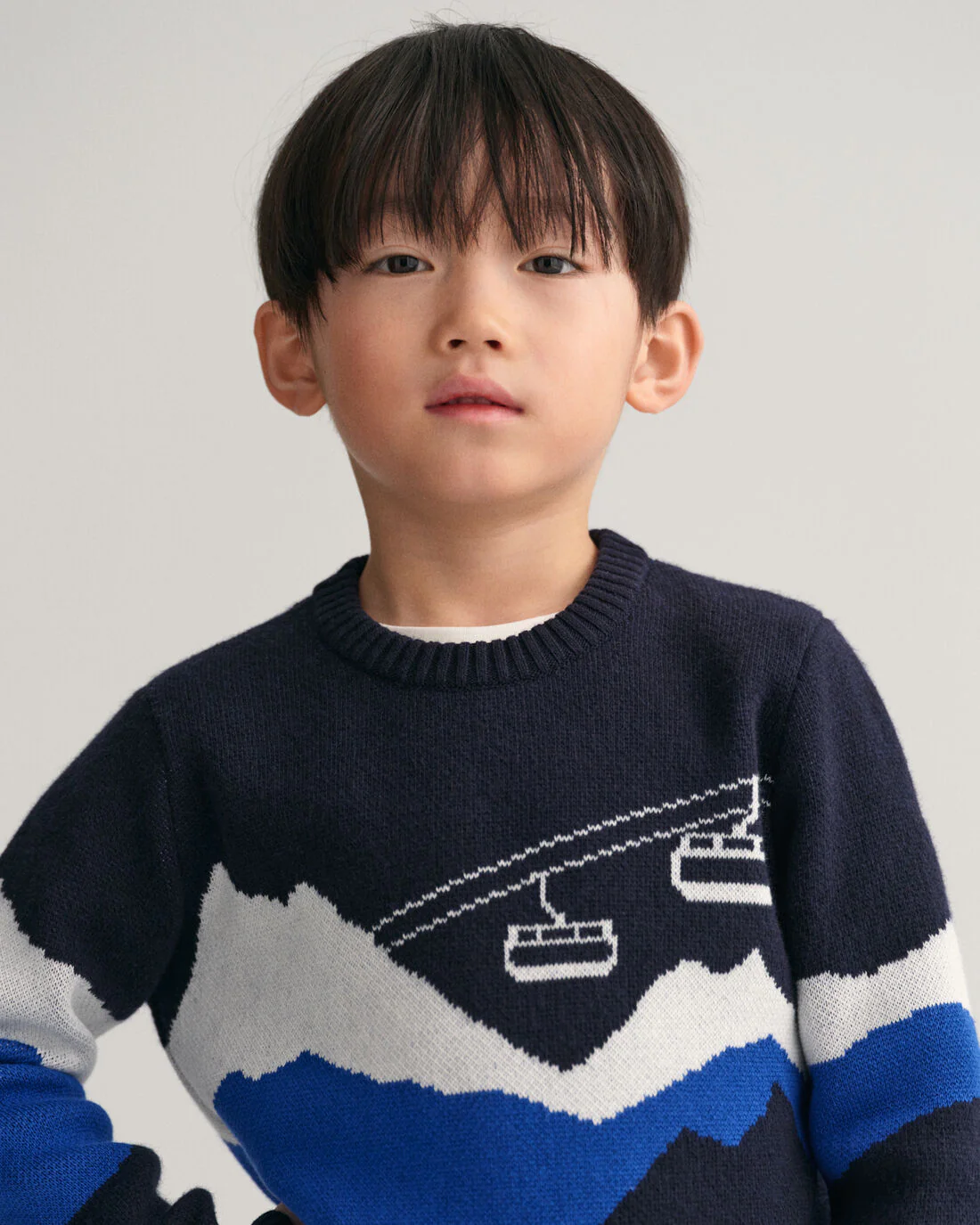 Gant Boys Self Design Round Neck Full Sleeves Sweater - Image 5