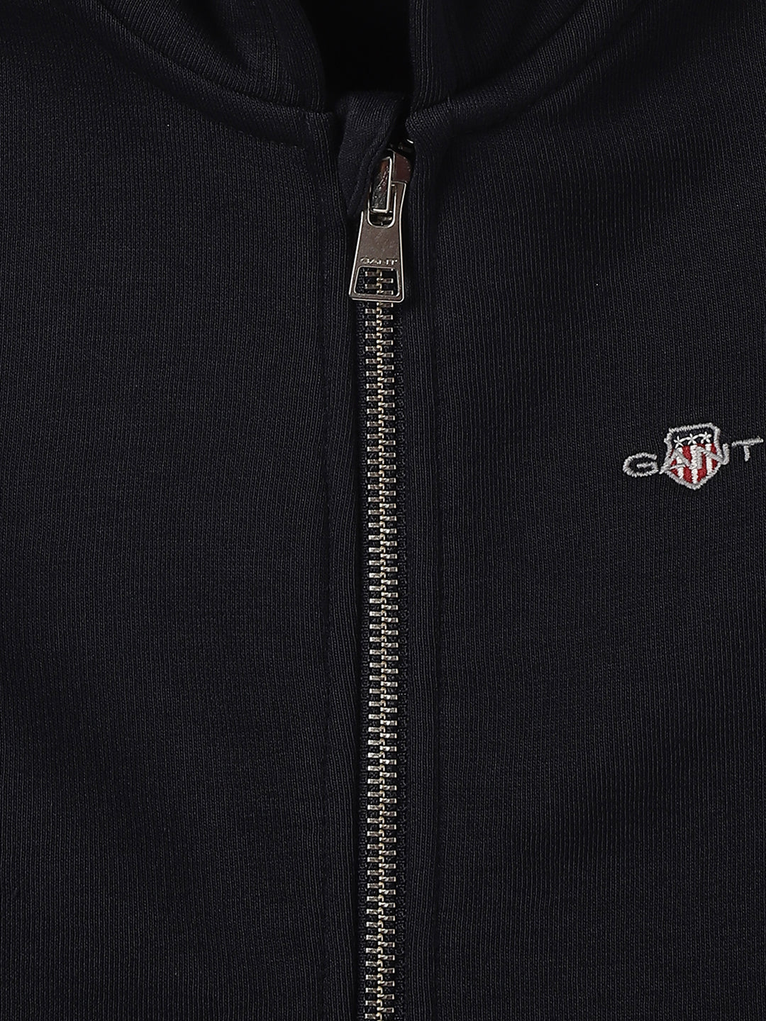 Gant Kids Blue Solid Hooded Full Sleeves Front-open Sweatshirt - Image 5