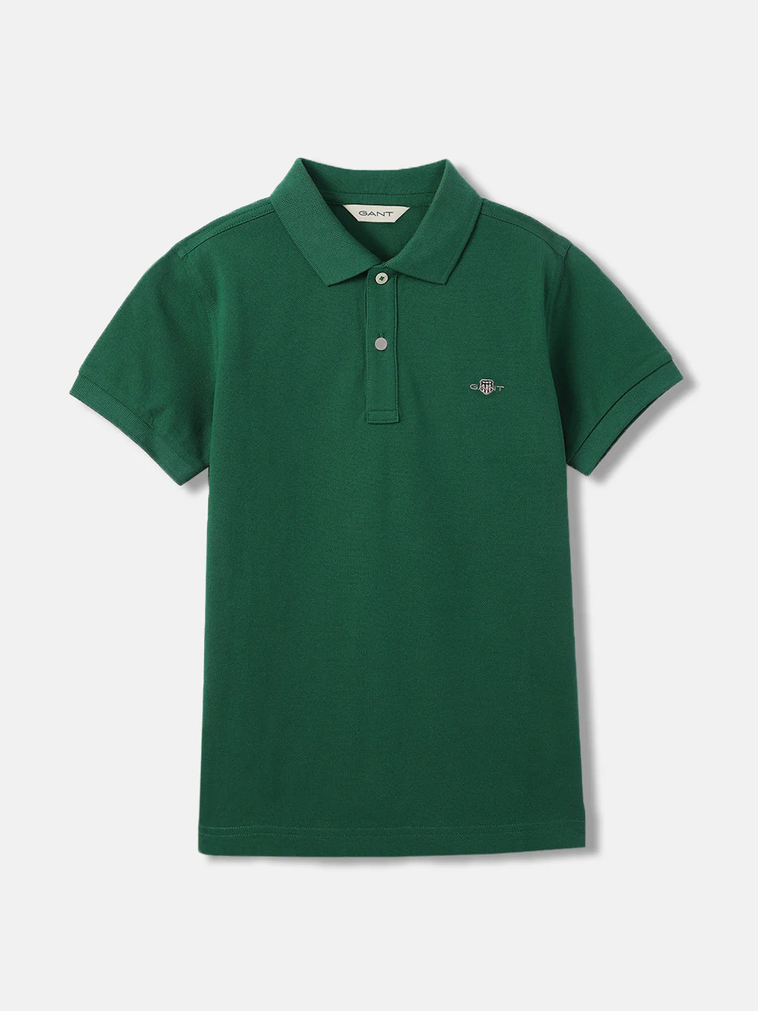 Gant Kids Green Solid Polo Collar Short Sleeves Tshirt