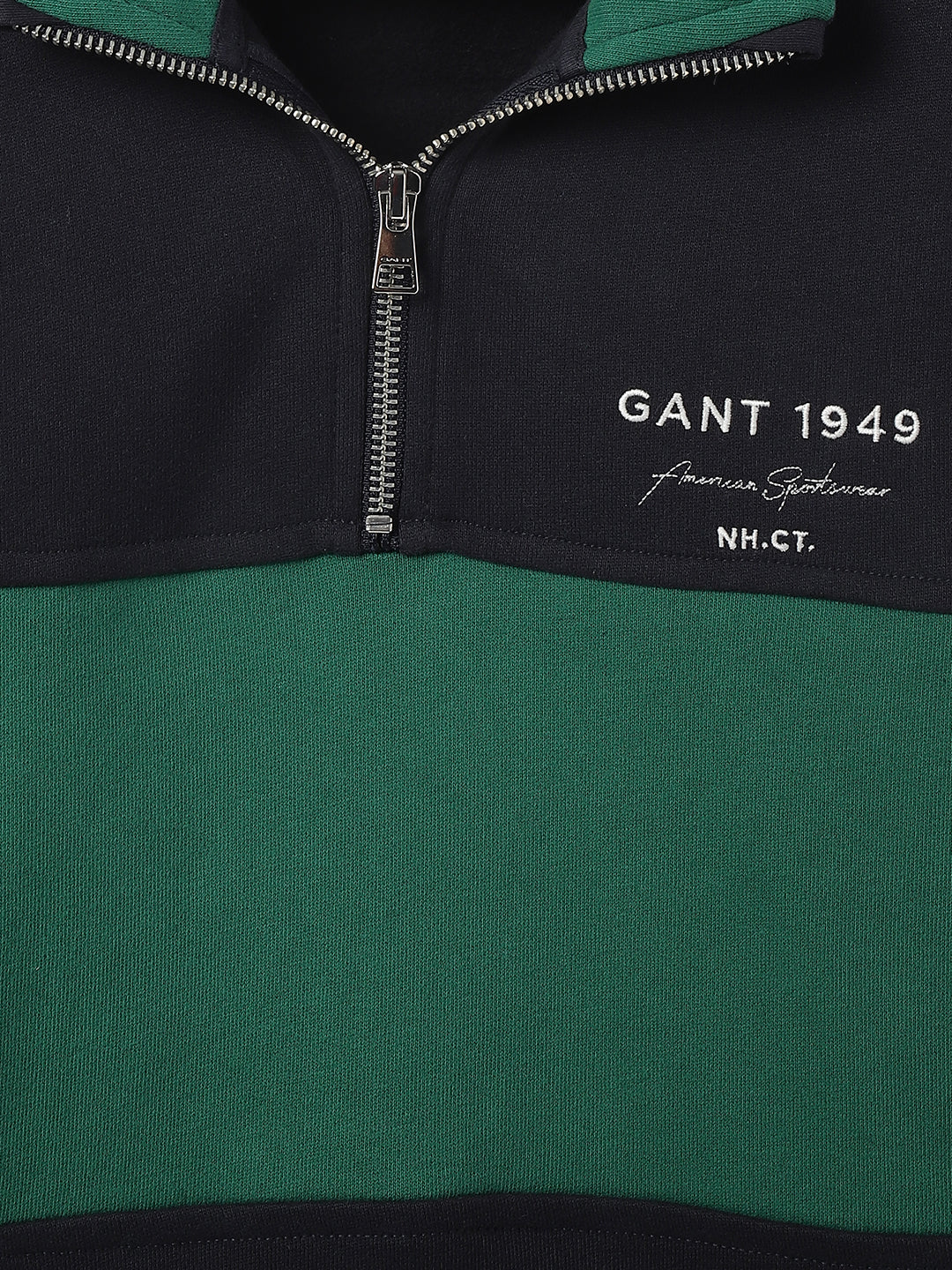 Gant Boys Blue Color-blocked High Neck Full Sleeves Pullover Style Sweatshirt - Image 4