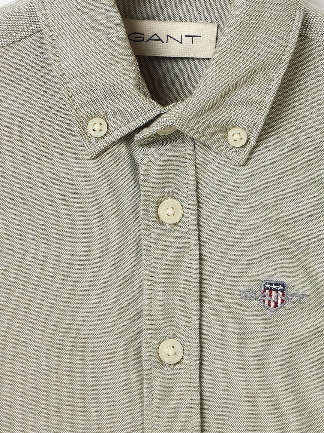 Gant Boys Green Solid Collar Shirt - Image 3